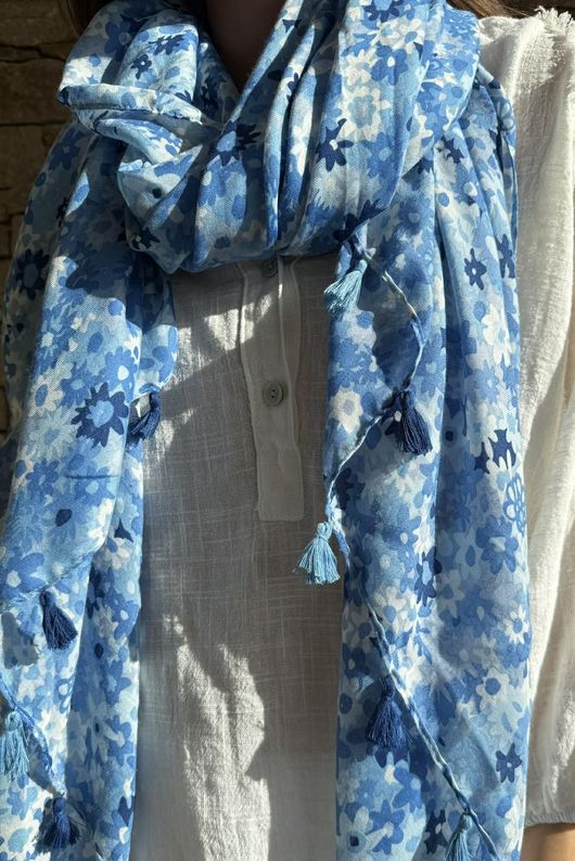 Woodstock Tassel Scarf Soft Cobalt
